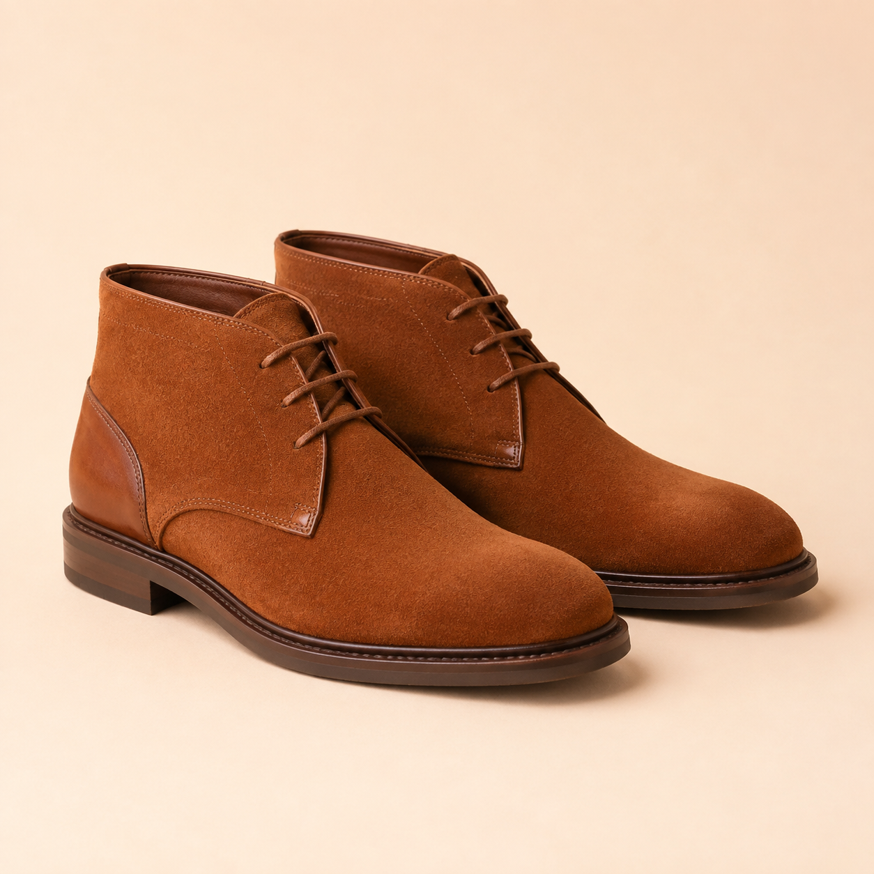 Bottines chukka en daim cognac