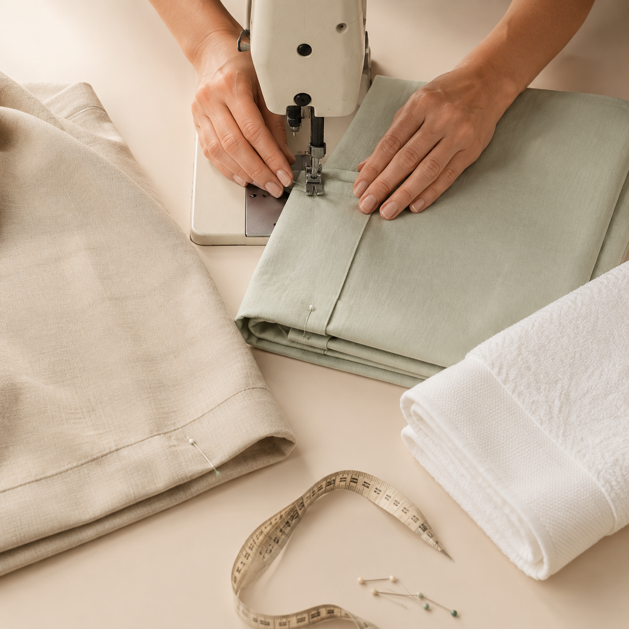 Linge de maison Ourlet rideau, drap de lit ou serviette